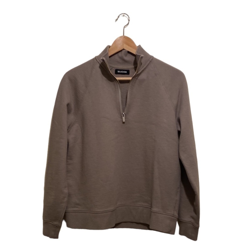 Naadam Green Cotton Blend Sweater With Zipper. Size S